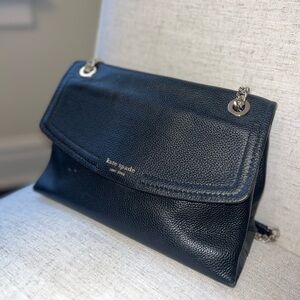 Kate Spade Florence 2 Way Chain Shoulder Bag Black Pebbled Leather